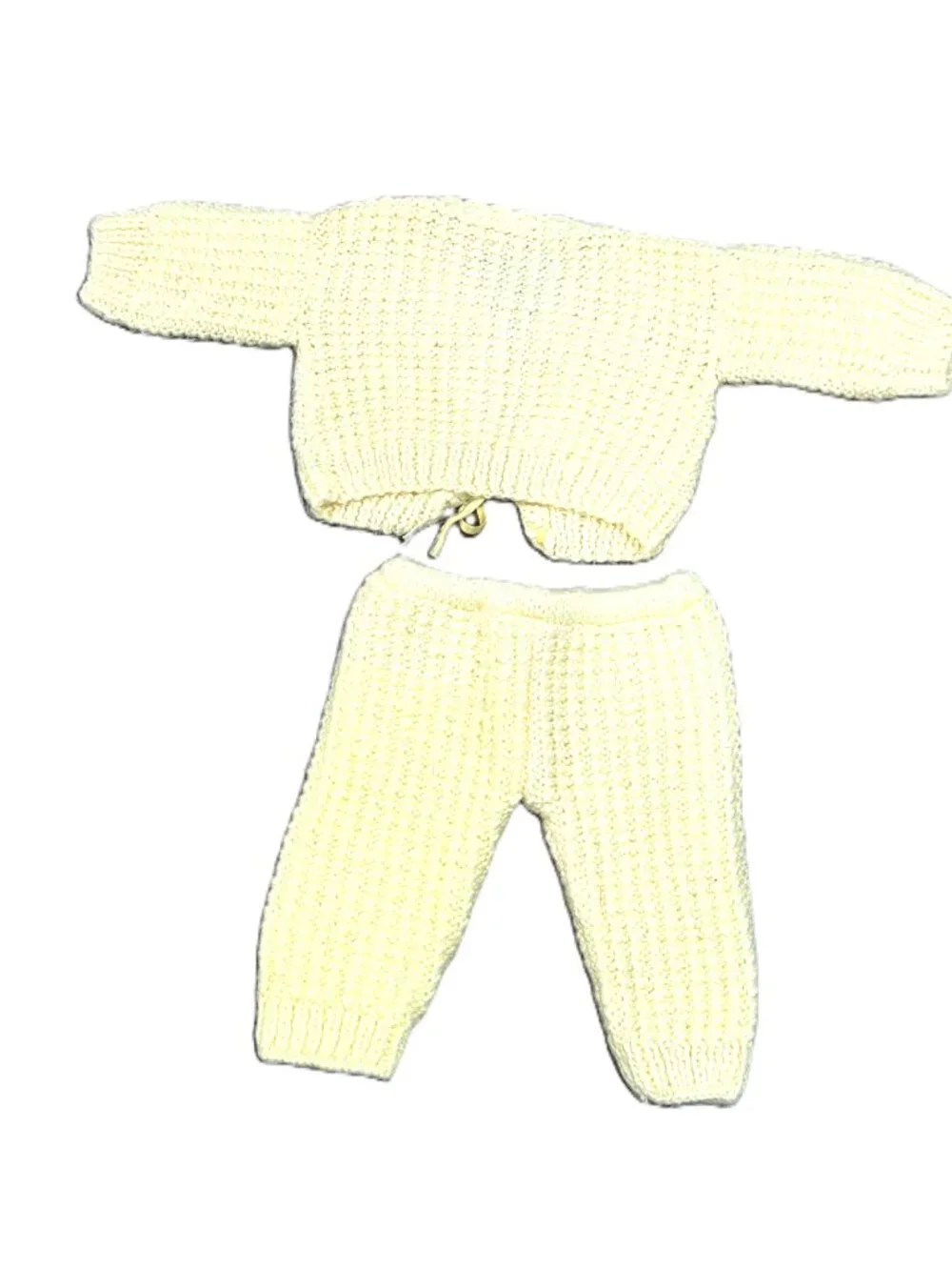 Handmade Knit 6 Months Outfit Set Yellow Ribbon Baby Boy Infant Pants Jacket